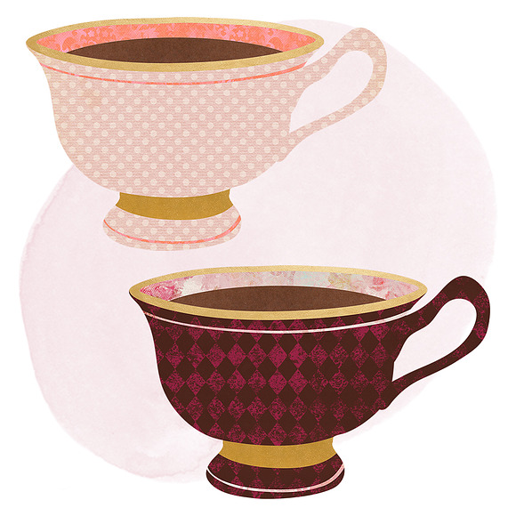 Vintage Teacup Clipart Set in Illustrations - product preview 3