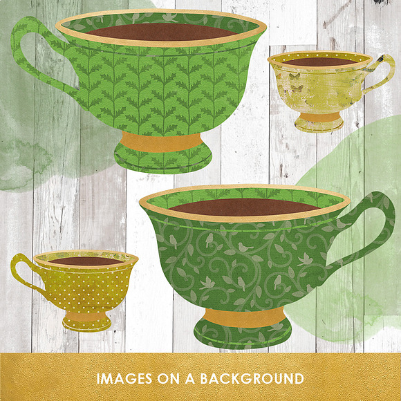 Vintage Teacup Clipart Set in Illustrations - product preview 4