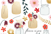 Flowers & Mason Jar Clipart Set