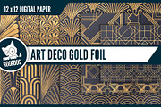 Art deco digital paper gold foil det