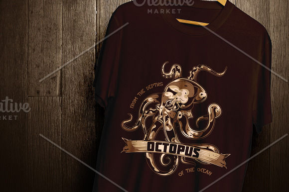 Octopus T-shirts And Poster Labels in Illustrations - product preview 1