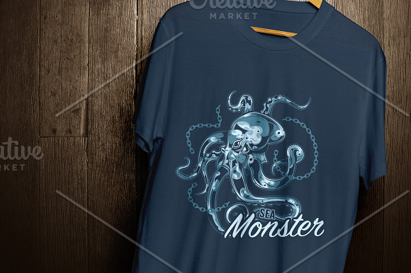 Octopus T-shirts And Poster Labels in Illustrations - product preview 2