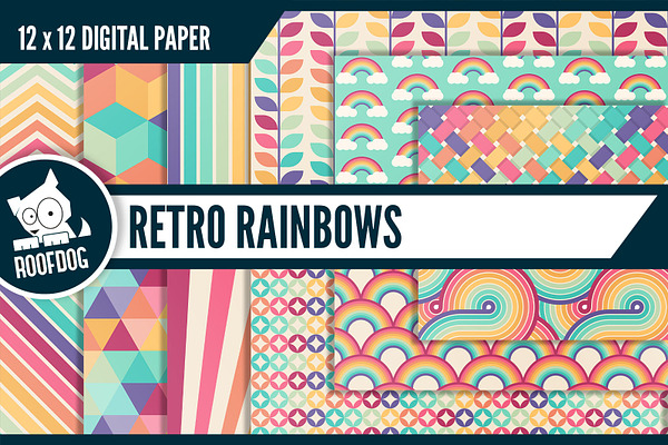 Retro rainbow digital paper