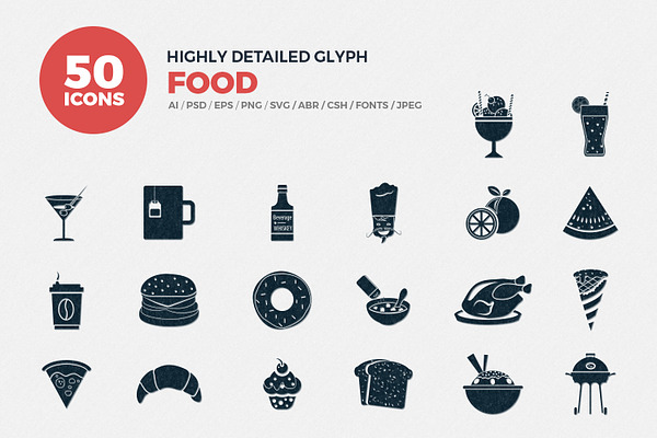Glyph Icons Food Set