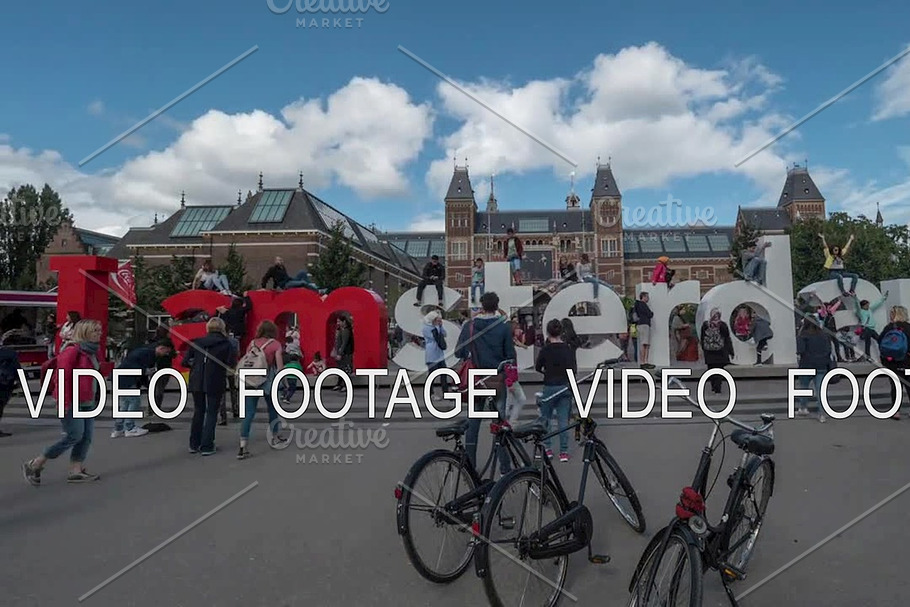 Timelapse of tourists taking pictures at Amsterdam slogan in Graphics - product preview 8