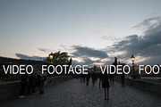 Timelapse view of walking people on the picturesque Charles Bridge, Prague, Czech Republic