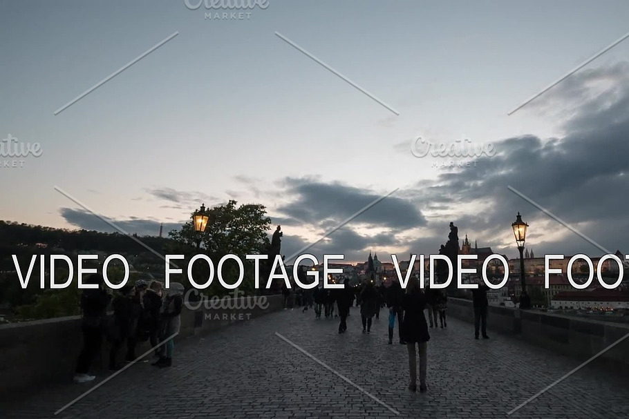 Timelapse view of walking people on the picturesque Charles Bridge, Prague, Czech Republic in Graphics - product preview 8