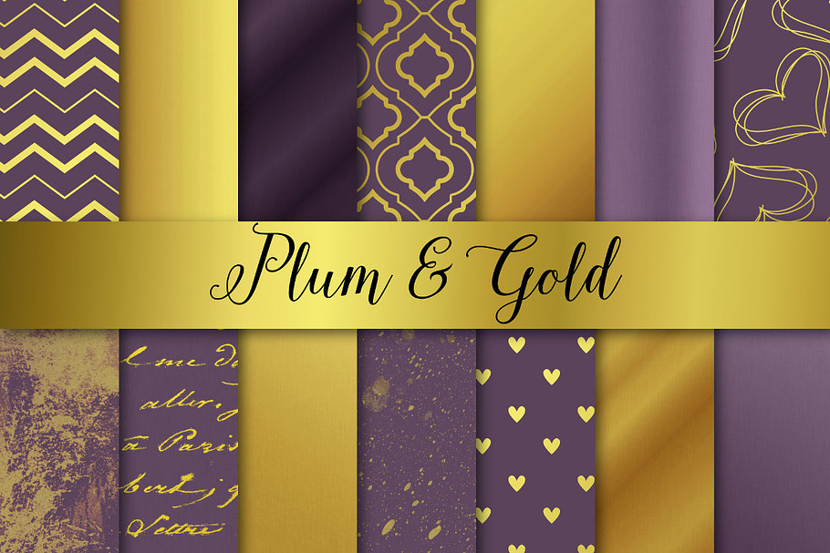 Plum and Gold Christmas / Wedding in Patterns - product preview 8