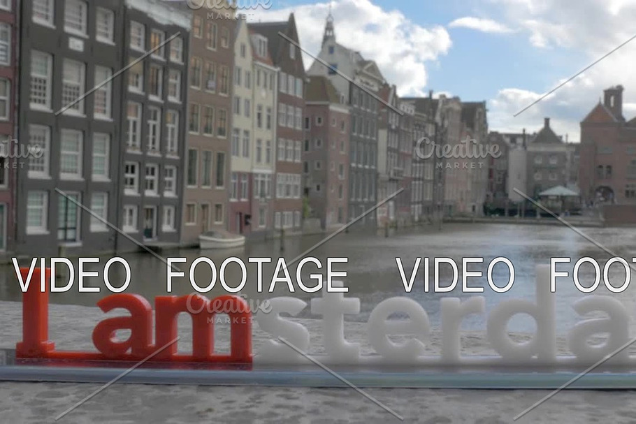 I amsterdam slogan on city background, Netherlands in Graphics - product preview 8