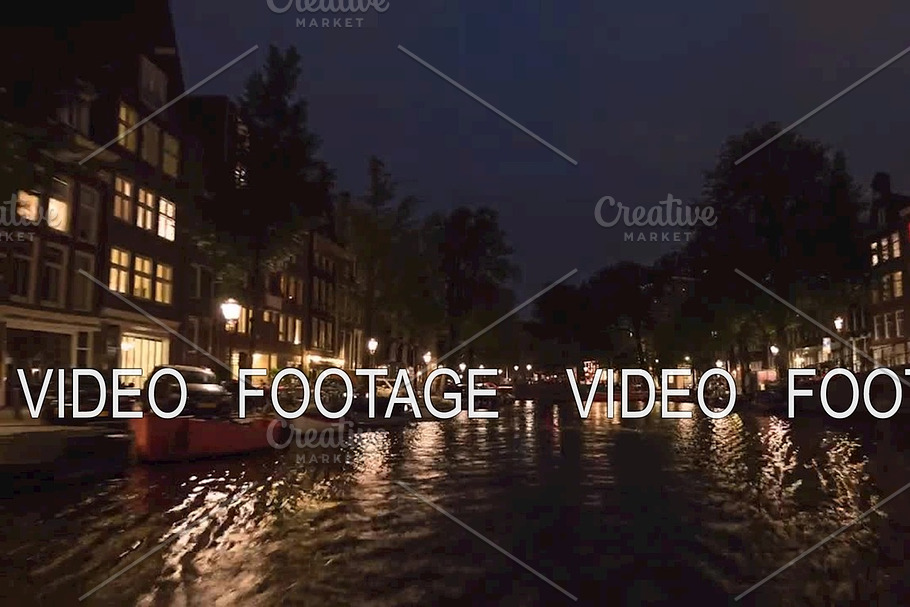 Timelapse of boat tour on Amsterdam canals at night in Graphics - product preview 8