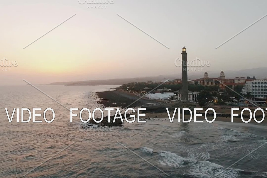 Lighthouse on Gran Canaria coast, aerial in Graphics - product preview 8