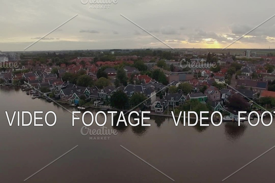 Waterside township in Netherlands, aerial view