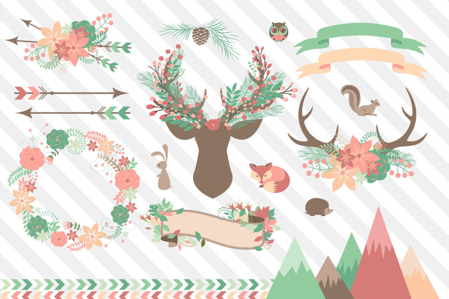 Chic Woodland Vector Clipart in Objects - product preview 8