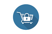 Secure  Shopping Icon. Flat Design.