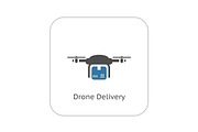 Drone Delivery Icon. Flat Design.