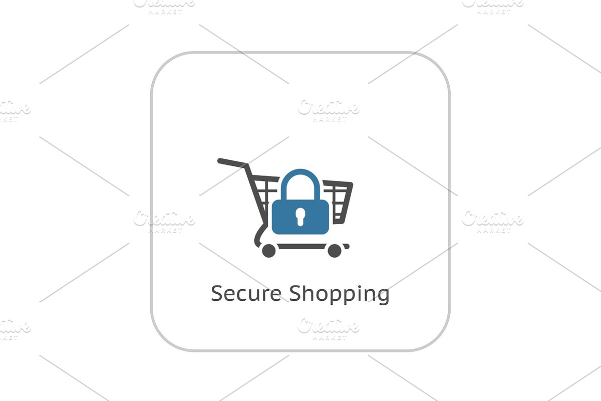 Secure  Shopping Icon. Flat Design. in Illustrations - product preview 8