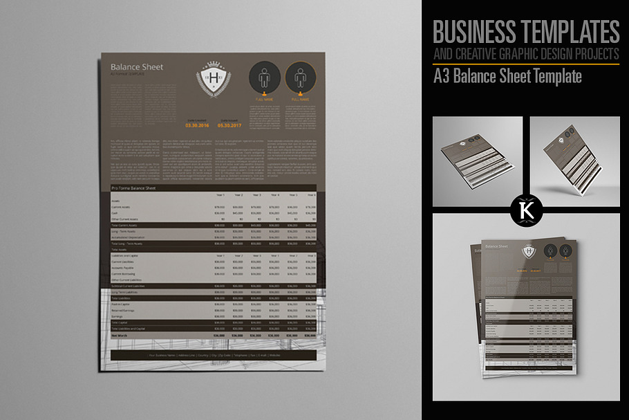A3 Balance Sheet Template in Templates - product preview 8