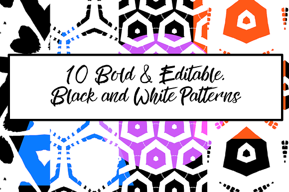 10 Bold and Editable, Black and Whit in Patterns - product preview 2