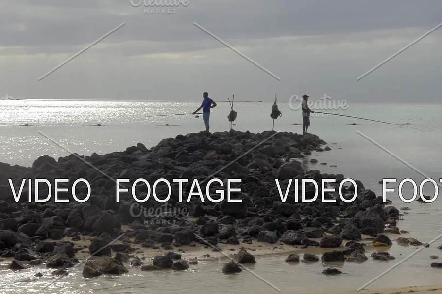 Two men fishing on the coast in Graphics - product preview 8