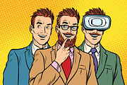 Band trendy retro businessmen, VR glasses