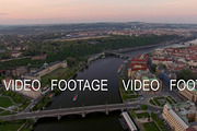 Aerial view along Vltava river in the summer. Prague, Czech Republic