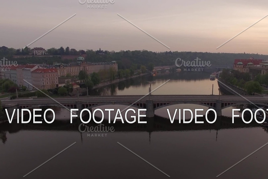 Aerial view along Vltava river in the summer. Prague, Czech Republic in Graphics - product preview 8