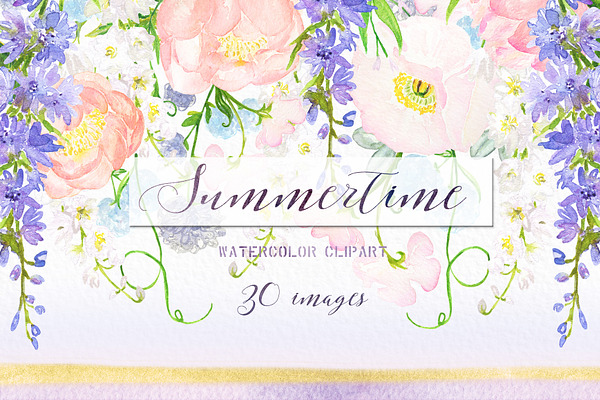 Summertime watercolor flowers