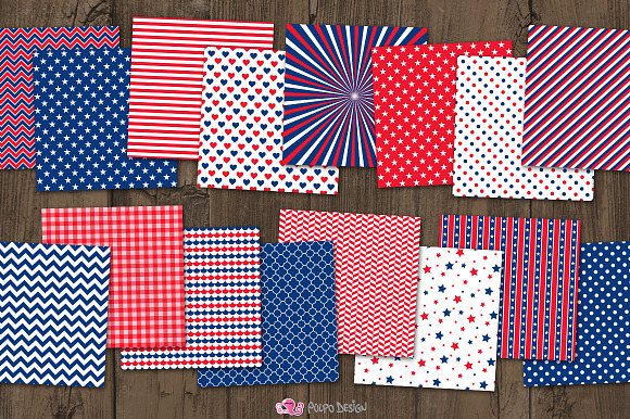 Patriotic digital paper in Patterns - product preview 1