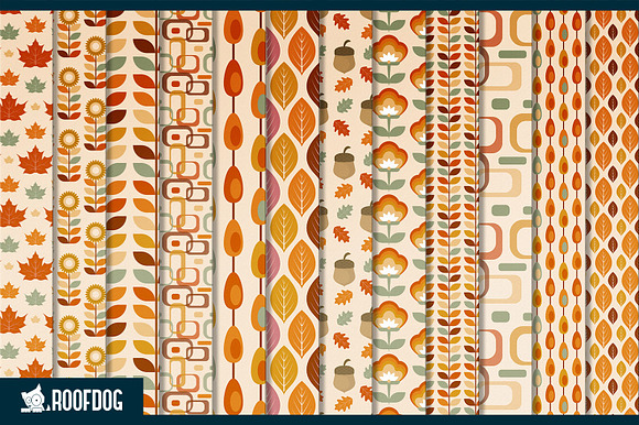 Retro autumn digital paper in Patterns - product preview 1