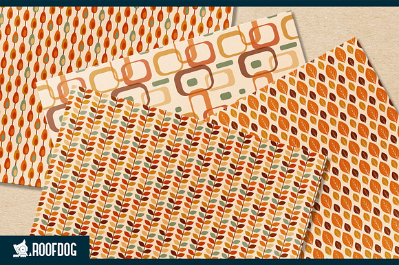 Retro autumn digital paper in Patterns - product preview 2