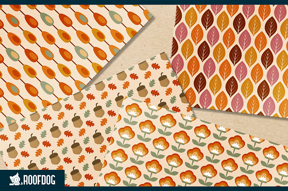 Retro autumn digital paper in Patterns - product preview 3