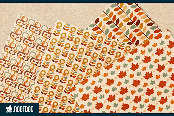 Retro autumn digital paper in Patterns - product preview 4