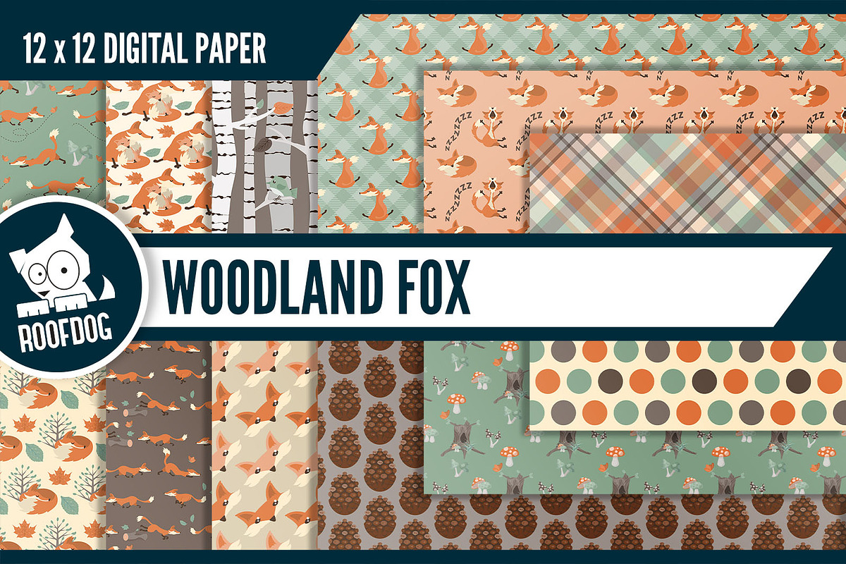 Woodland fox digital paper in Patterns - product preview 8