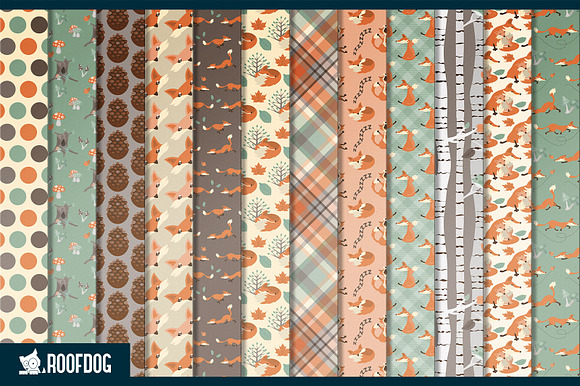 Woodland fox digital paper in Patterns - product preview 1