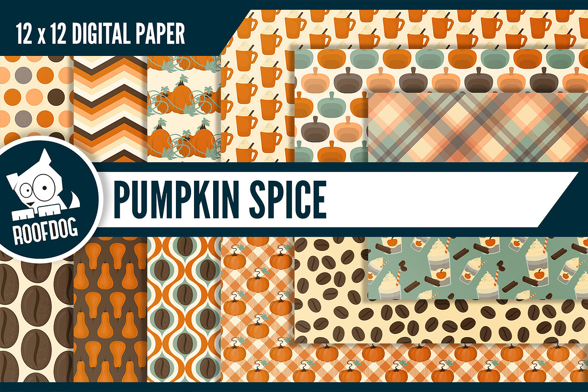 Pumpkin spice latte digital paper in Patterns - product preview 8