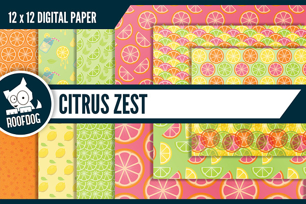 Citrus zest digital paper