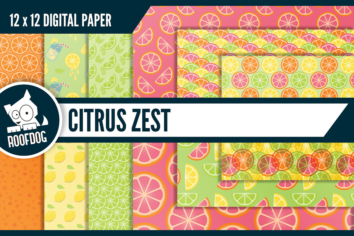 Citrus zest digital paper in Patterns - product preview 8