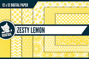 Lemon digital paper—summer pattern