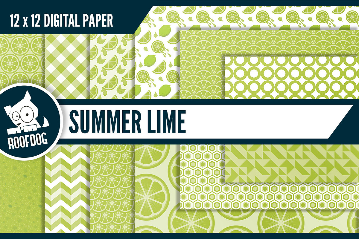 Summer lime digital paper in Patterns - product preview 8