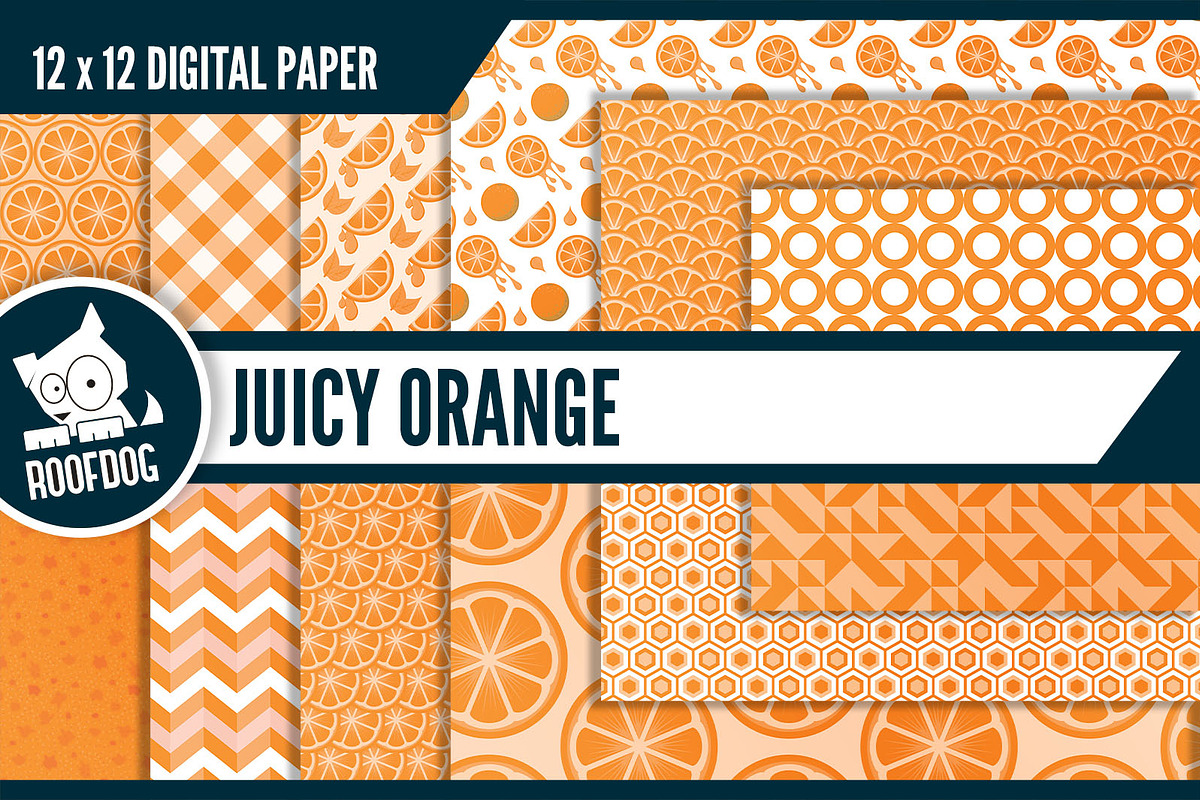 Juicy orange digital paper in Patterns - product preview 8