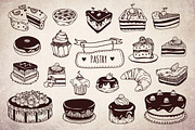 Tasty hand drawn pastry