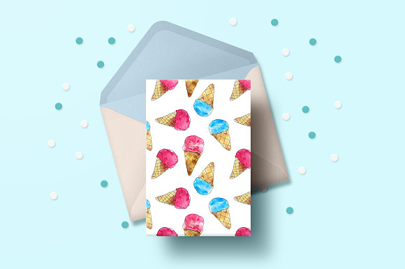 Watercolor ice cream cones in Patterns - product preview 2