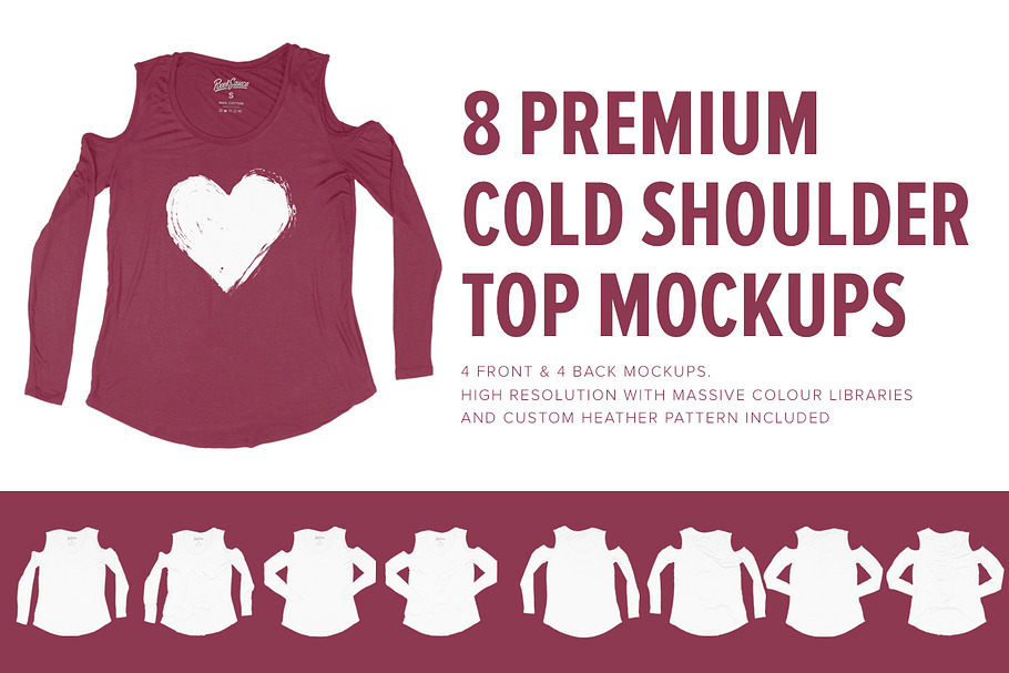 8 Premium Cold Shoulder Top Mockups in Product Mockups - product preview 8