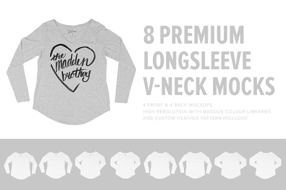 8 Girl's Longsleeve V-Neck Mockups in Product Mockups - product preview 3