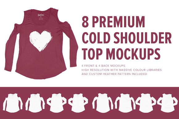 8 Premium Cold Shoulder Top Mockups in Product Mockups - product preview 7