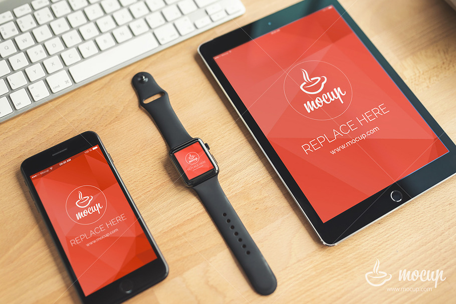 PSD Mockup iPhone, Watch, iPad "BO" in Mobile & Web Mockups - product preview 8