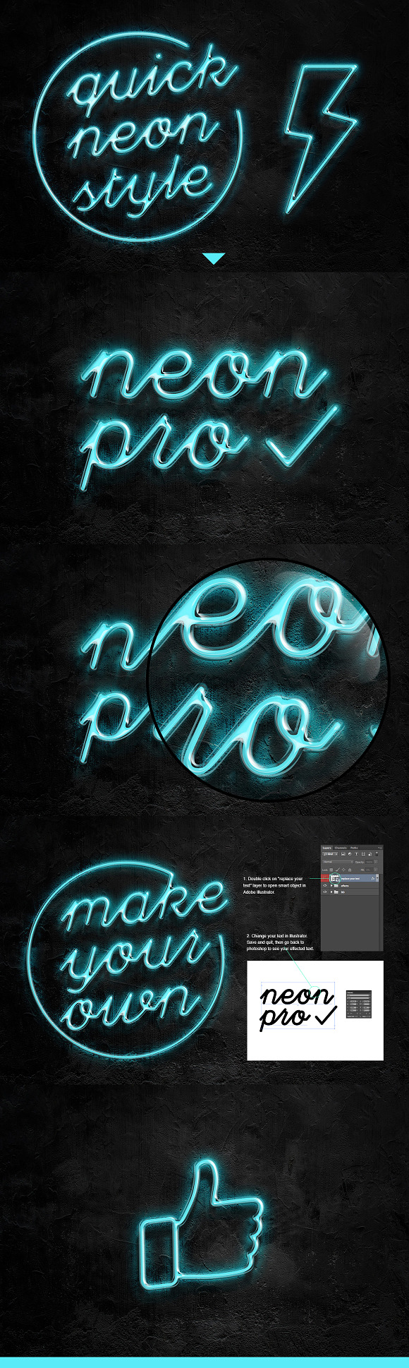 Neon Pro text effect in Photoshop Layer Styles - product preview 5