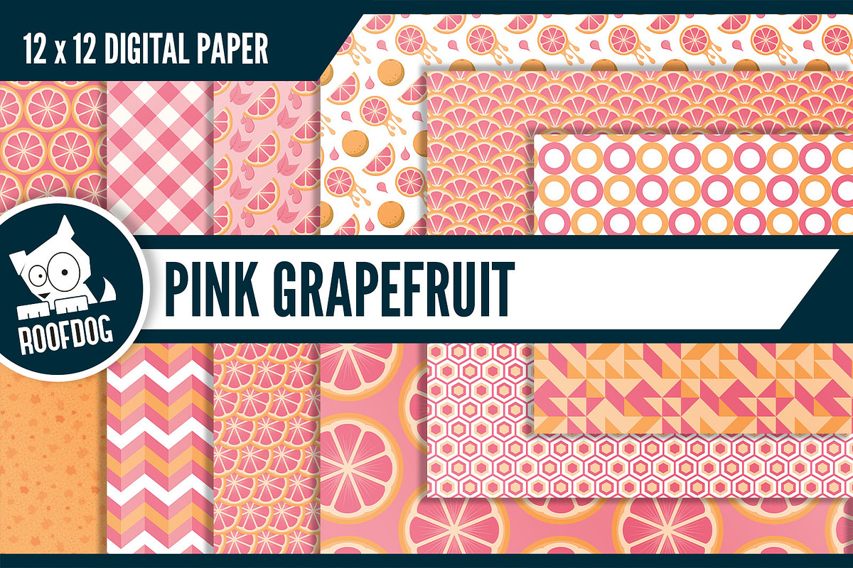 Pink grapefruit digital paper in Patterns - product preview 8
