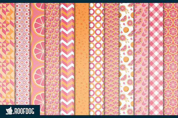 Pink grapefruit digital paper in Patterns - product preview 1