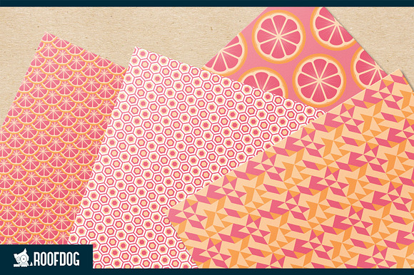 Pink grapefruit digital paper in Patterns - product preview 4